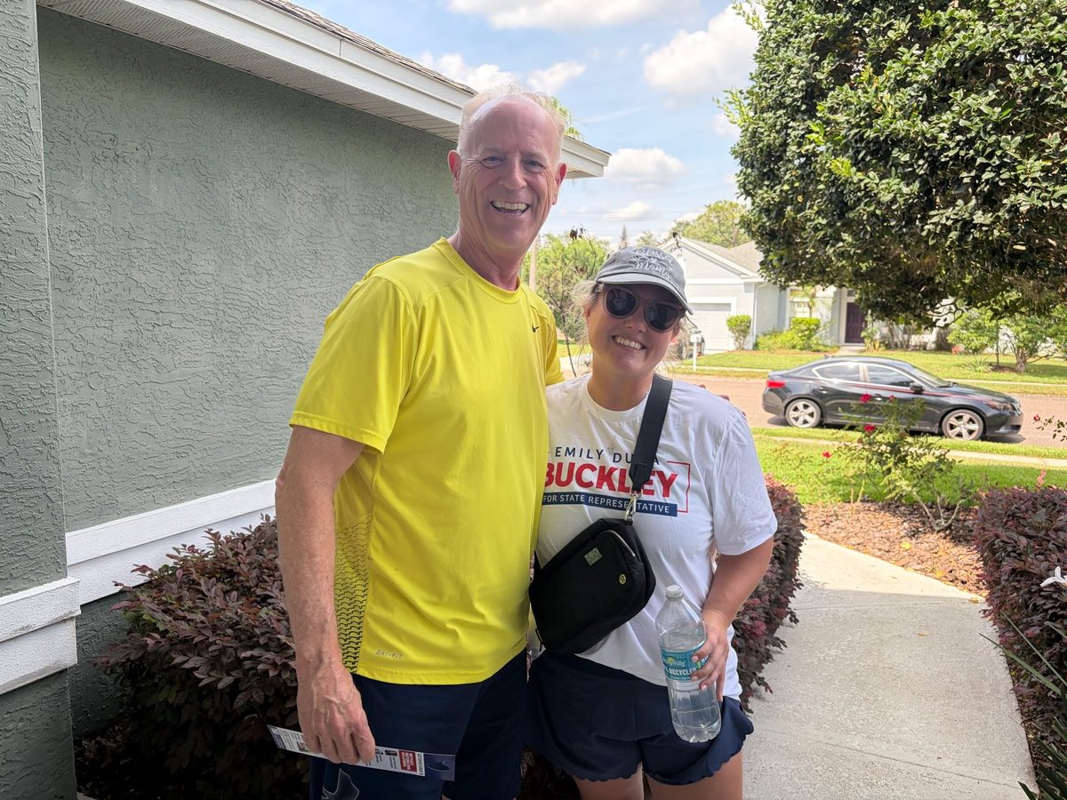 Emily Duda Buckley's team knocking doors in District 38
